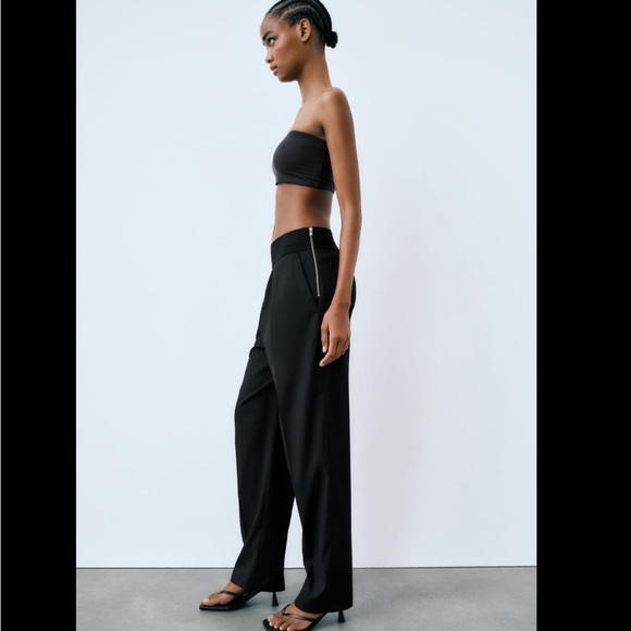 ZARA ZIPPERED PLEATED PANTS - Picture 4 of 8